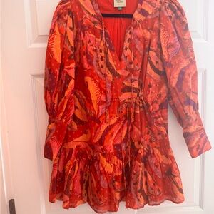 FARM RIO BANANA JUICE COLLARED MINI DRESS